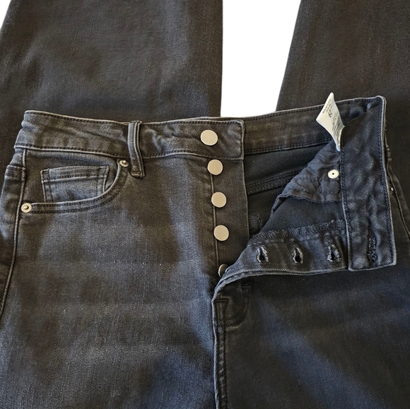 Bohme Wide Leg Raw Hem Black Jeans 29 - Picture 7 of 9